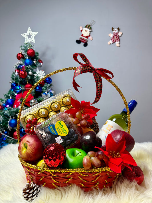 Choco Fruity Merry Basket (With Wine)